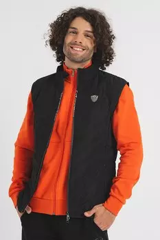 Пуховой стеганый жилет Ea7, черный