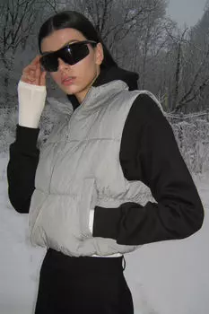 Пуховой жилет H&M, серый