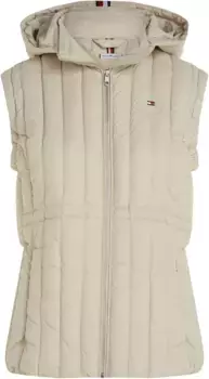 Пуховой жилет Tommy Hilfiger Curve "CRV FEMININE LW DOWN VEST" с вышитым логотипом, бежевый