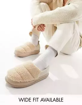 Пуховые тапочки премиум-класса ASOS из каменного нейлона и борга