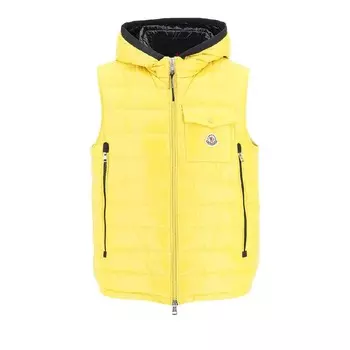 Пуховый жилет Moncler Ragot с капюшоном, цвет Средний желтый