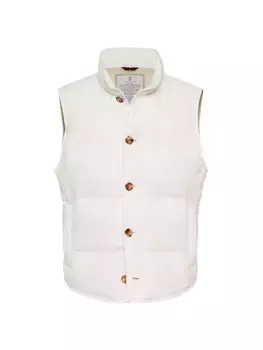 Пуховый жилет с шевроном из льна, шерсти и шелка Brunello Cucinelli, цвет off white