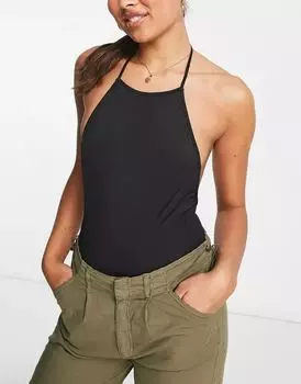 Pull&Bear – боди без спинки черного цвета со спиной-борцовкой