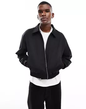 Pull&Bear – черная короткая хлопковая куртка