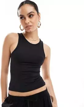 Pull&Bear – черный моделирующий топ в боксерском стиле из полиамида