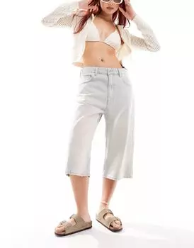 Pull&Bear – джинсовые шорты выбеленного голубого цвета объемного кроя