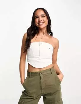 Pull&Bear - Джинсовый корсет-бандо белого цвета