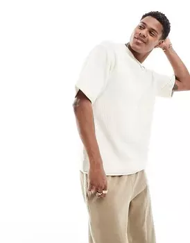 Pull&Bear – фактурная трикотажная футболка цвета экрю