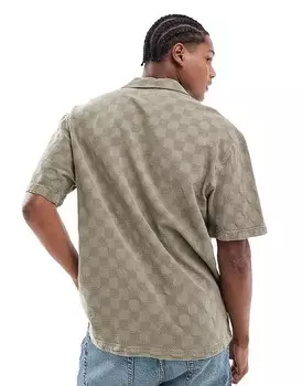 Pull&Bear – клетчатая рубашка цвета хаки