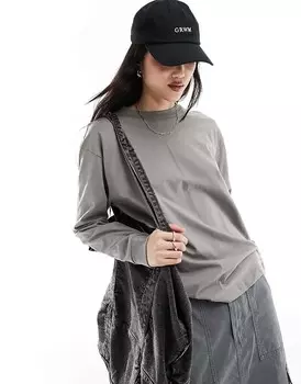 Pull&Bear – Lang>4rmliges Рубашка Oversize в цвете Blassgrau