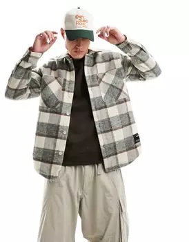 Pull&Bear - Рубашка в клетку бутылочно-зеленого цвета с карманом