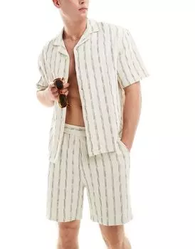 Pull&Bear – рубашка в полоску цвета экрю, часть комплекта