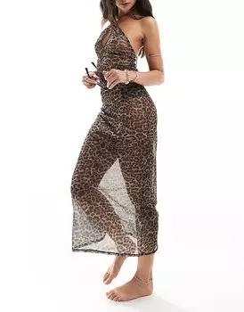 Pull&Bear – Школьное платье с леопардовым принтом и вырезом бретельками