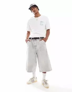 Pull&Bear супер мешковатые джинсовые шорты серого цвета