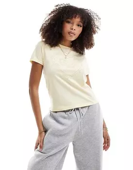 Pull&Bear – Желтая футболка с цветочным графическим принтом в тон