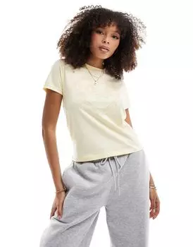 Pull&Bear – желтая футболка с приглушенным цветочным узором