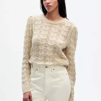 Пуловер ажурной вязки Gap, белый