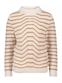 Пуловер BETTY & CO Strickpullover mit Rundhalsausschnitt, цвет Wei/Camel
