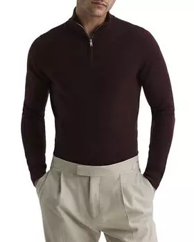 Пуловер Blackhall Merino с воротником-воронкой и полумолнией REISS, цвет Red