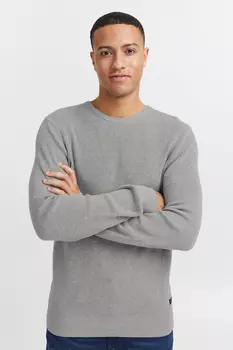 Пуловер BLEND Rundhals Strick Basic Langarm Sweater, серый