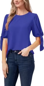Пуловер CeCe Short Sleeve Puff Sleeve Blouse w/ Ties, цвет Cobalt Petal