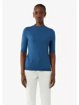 Пуловер comma Strickpullover kurzarm, синий