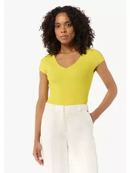 Пуловер comma Strickpullover kurzarm, желтый