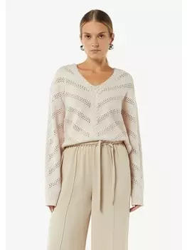 Пуловер comma Strickpullover langarm, бежевый