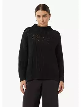 Пуловер comma Strickpullover langarm, черный