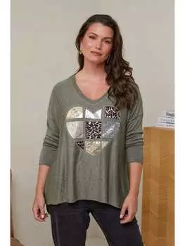 Пуловер Curvy Lady, хаки