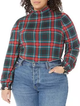 Пуловер Draper James Plus Size Knit Turtleneck in Georgia Plaid, цвет Belle Meade Black