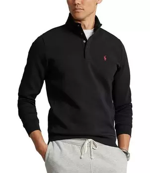 Пуловер двойной вязки на четверть кнопки Polo Ralph Lauren Big & Tall, черный