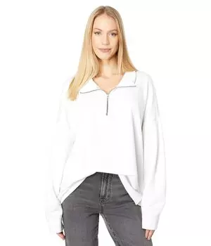 Пуловер Dylan by True Grit, Madison Lux Fleece High-Low Zip Pullover w/ Drop Shoulder & Raw Edge Hem