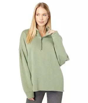 Пуловер Dylan by True Grit, Madison Lux Fleece High-Low Zip Pullover w/ Drop Shoulder & Raw Edge Hem