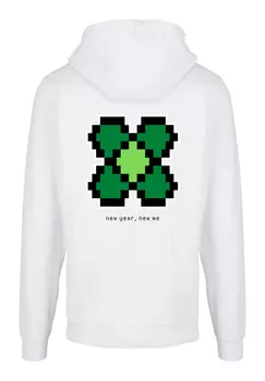Пуловер F4NT4STIC Basic Hoodie Silvester Happy New Year Pixel Kleeblatt, белый