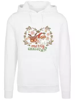 Пуловер F4NT4STIC Hoodie Christmas Hippie Santa And Reindeer, белый