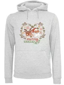 Пуловер F4NT4STIC Hoodie Christmas Hippie Santa And Reindeer, пятнистый серый
