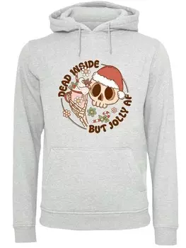Пуловер F4NT4STIC Hoodie Dead inside but jolly AF Christmas, пятнистый серый