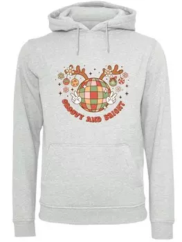Пуловер F4NT4STIC Hoodie Groovy And Bright Christmas Disco Deer, пятнистый серый