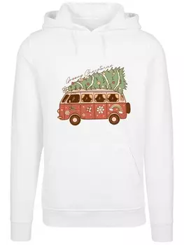 Пуловер F4NT4STIC Hoodie Groovy Christmas Camper Van, белый