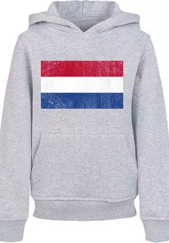 Пуловер F4NT4STIC Hoodie Netherlands NIederlande Holland Flagge distressed, цвет grau meliert
