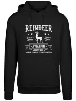 Пуловер F4NT4STIC Hoodie Reindeer Aviation Retro Christmas Sign, черный