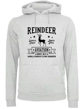 Пуловер F4NT4STIC Hoodie Reindeer Aviation Retro Christmas Sign, пятнистый серый