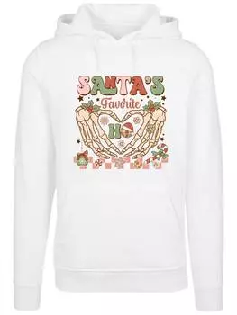 Пуловер F4NT4STIC Hoodie Santas favorite Ho Ho Ho Christmas, белый
