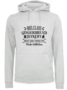 Пуловер F4NT4STIC Hoodie Santas Gingerbread Bakery Retro Christmas, пятнистый серый