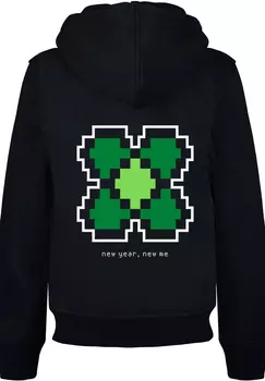Пуловер F4NT4STIC Hoodie Silvester Happy New Year Pixel Kleeblatt, черный