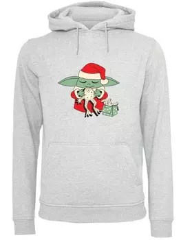 Пуловер F4NT4STIC Hoodie Star Wars Grogu To You XMAS, пятнистый серый