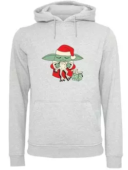 Пуловер F4NT4STIC Hoodie Star Wars Grogu To You XMAS, пятнистый серый