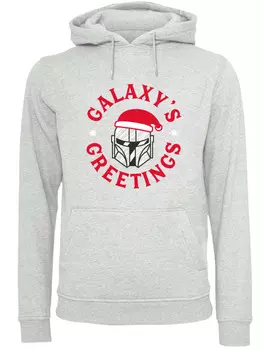 Пуловер F4NT4STIC Hoodie Star Wars Mando Galaxys Greetings, пятнистый серый
