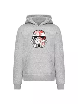 Пуловер F4NT4STIC Hoodie Star Wars Trooper Head Snoflakes, пятнистый серый